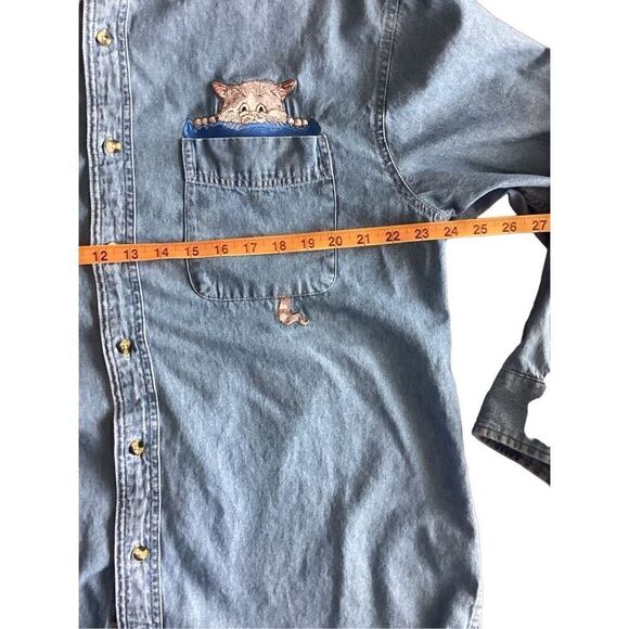 C Port Women’s Cat Jean Button Up Large Cat Lover Cotton - Picture 10 of 12